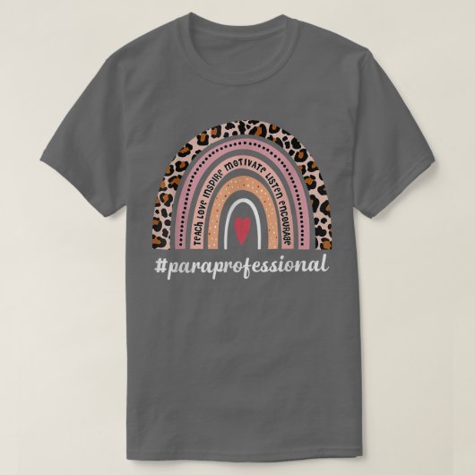 Paraprofessional Life Boho Leopard Regenbogen Zurü T-Shirt (Design vorne)
