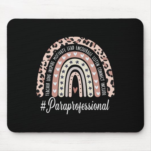 Paraprofessionelles Leben Boho Leopard Regenbogen Mousepad (Vorne)