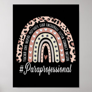 Paraprofessionelles Leben Boho Leopard Regenbogen Poster