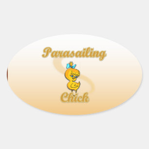 Parasailing Chick Ovaler Aufkleber