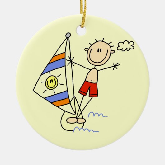 Parasailing Strichmännchen Keramikornament (Vorne)