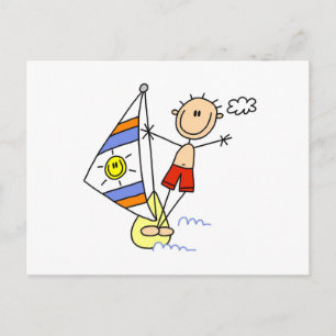Parasailing Strichmännchen Postkarte