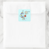 Parasailing-Strichmännchen Quadratischer Aufkleber (Tasche)