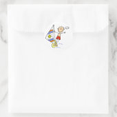 Parasailing-Strichmännchen Runder Aufkleber (Tasche)