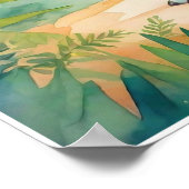 Parasauralophus Watercolor Dinosaurier Nursey Art Poster (Ecke)