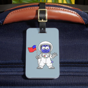 Parasaurolophus Astronautin mit amerikanischer Fla Gepäckanhänger