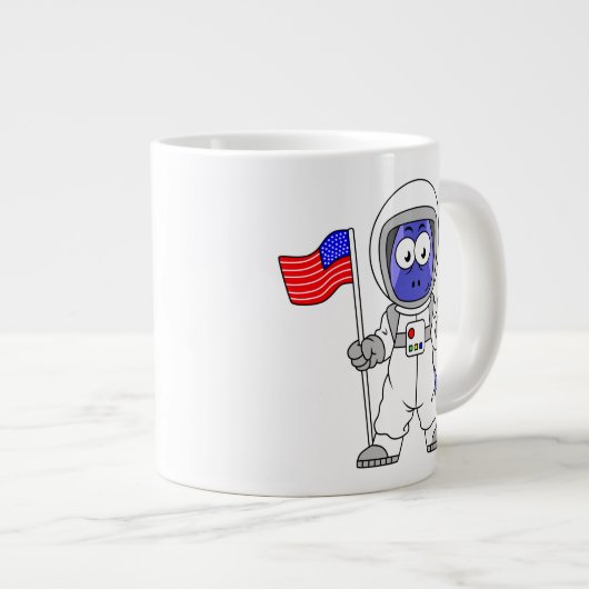 Parasaurolophus Astronautin mit amerikanischer Fla Jumbo-Tasse (Vorderseite Rechts)