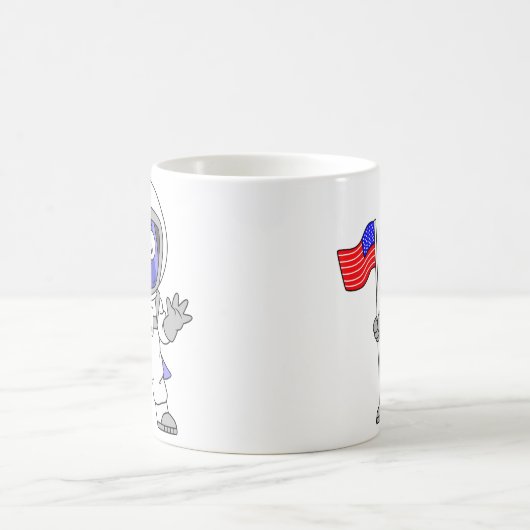 Parasaurolophus Astronautin mit amerikanischer Fla Kaffeetasse (Mittel)