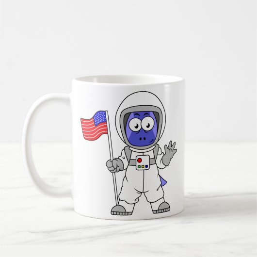Parasaurolophus Astronautin mit amerikanischer Fla Kaffeetasse (Links)