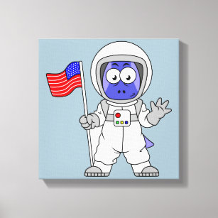 Parasaurolophus Astronautin mit amerikanischer Fla Leinwanddruck