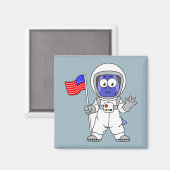 Parasaurolophus Astronautin mit amerikanischer Fla Magnet (Vorderseite/Rückseite)