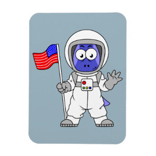 Parasaurolophus Astronautin mit amerikanischer Fla Magnet