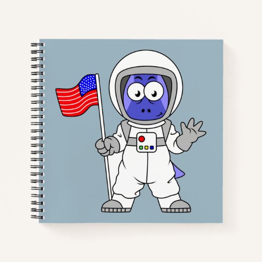 Parasaurolophus Astronautin mit amerikanischer Fla Notizblock (Vorderseite)