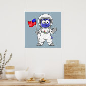 Parasaurolophus Astronautin mit amerikanischer Fla Poster (Küche)