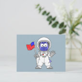 Parasaurolophus Astronautin mit amerikanischer Fla Postkarte (Stehend Vorderseite)