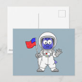Parasaurolophus Astronautin mit amerikanischer Fla Postkarte (Vorne/Hinten)
