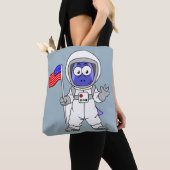 Parasaurolophus Astronautin mit amerikanischer Fla Tasche (Von Nahem)