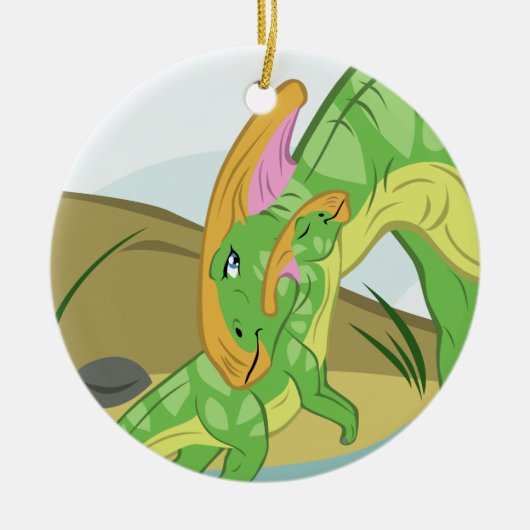 Parasaurolophus Mama und Baby Keramikornament (Vorne)