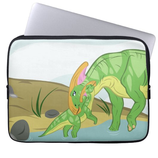 Parasaurolophus Mama und Baby Laptopschutzhülle (Vorderseite)