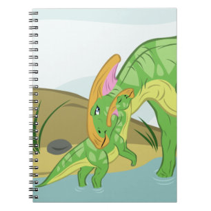 Parasaurolophus Mama und Baby Notizblock