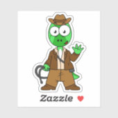 Parasaurolophus, verkleidet als Indiana Jones. Aufkleber (Blatt)