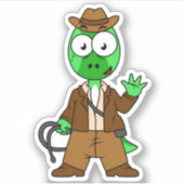 Parasaurolophus, verkleidet als Indiana Jones. Aufkleber (Vorderseite)