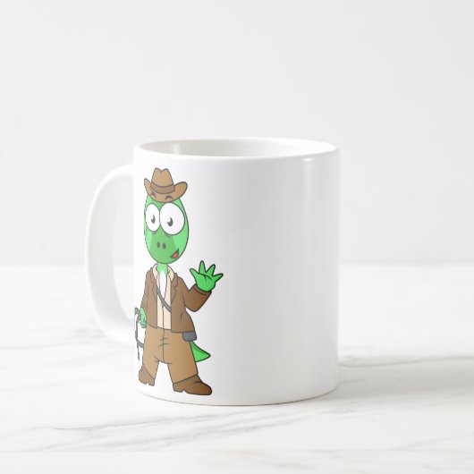 Parasaurolophus, verkleidet als Indiana Jones. Kaffeetasse (Vorderseite Links)