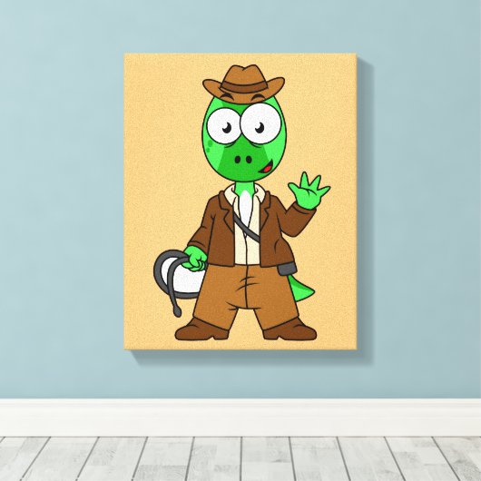 Parasaurolophus, verkleidet als Indiana Jones. Leinwanddruck (Insitu (Holzboden))