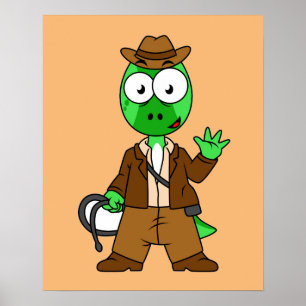 Parasaurolophus, verkleidet als Indiana Jones. Poster