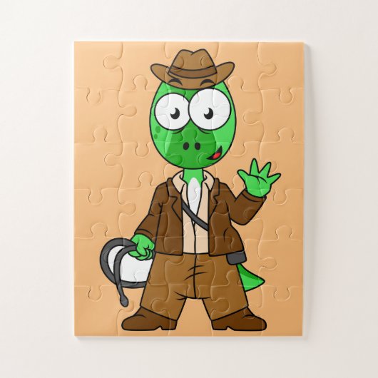 Parasaurolophus, verkleidet als Indiana Jones. Puzzle (Vertikal)