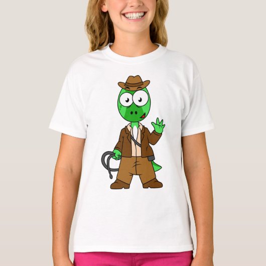 Parasaurolophus, verkleidet als Indiana Jones. T-Shirt (Vorderseite)
