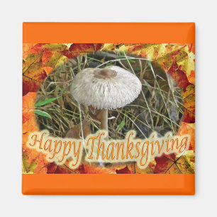 Parasol Mushroom Happy Thanksgiving Magnet