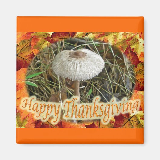 Parasol Mushroom Happy Thanksgiving Magnet (Vorne)