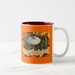 Parasol Mushroom Happy Thanksgiving-Tasse Zweifarbige Tasse