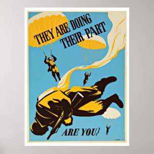 Paratroop Parachute des Zweiten Weltkriegs - Vinta Poster