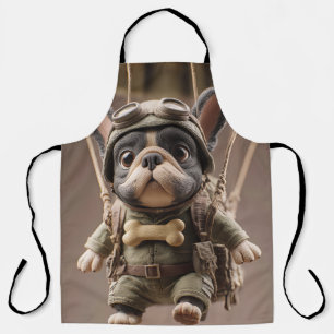 Paratrooper Frenchie: Cartoon Army Dog Art Schürze