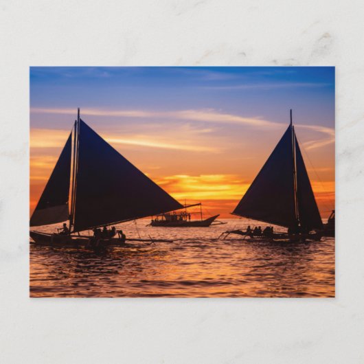Paraw Sailing bei Sonnenuntergang |Phillipine Postkarte (Vorderseite)