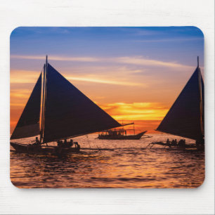 Paraw Segeln am Sonnenuntergang  Philippines Mousepad