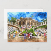 Parc Guell in Barcelona Spanien Postkarte (Vorne/Hinten)