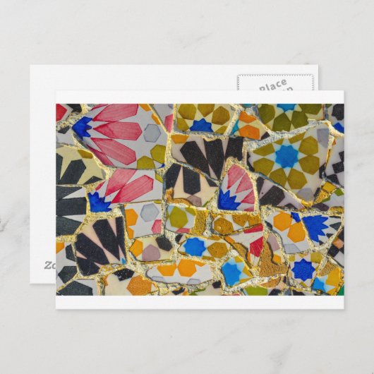 Parc Guell Keramik Tiles in Barcelona Spanien Postkarte (Vorne/Hinten)