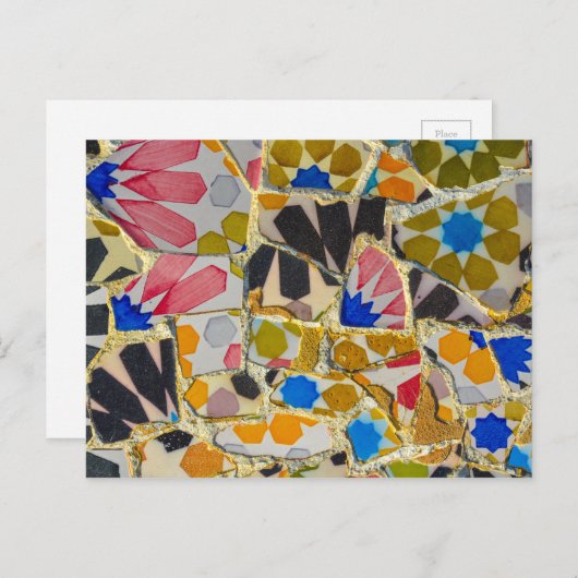 Parc Guell Keramik Tiles in Barcelona Spanien Postkarte (Vorne/Hinten)