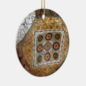 Parc Guell Mosaik-Grün und Orange Keramikornament (Rechts)