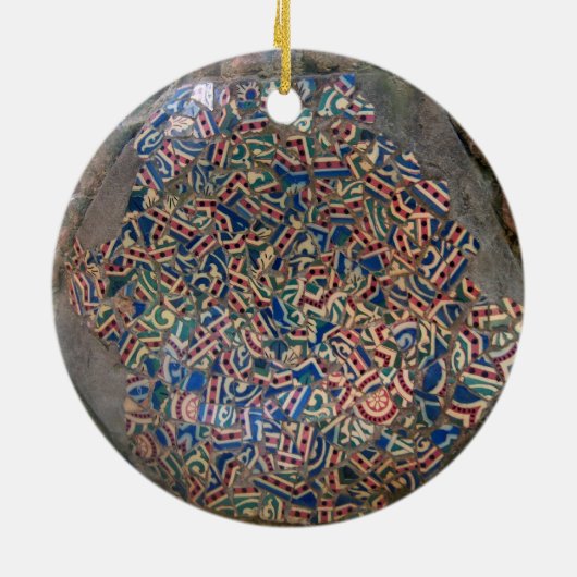 Parc Guell Mosaik-Grün und Regenbogen Keramik Ornament (Hinten)