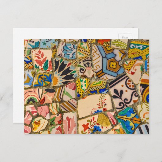 Parc Guell Tiles in Barcelona Spanien Postkarte (Vorne/Hinten)