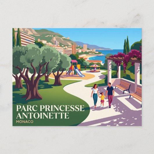 Parc Princesse Antoinette, Moneghetti Monaco Postkarte (Vorderseite)