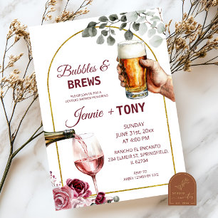 Pärchen-Dusche Bubbles and Brews Einladung