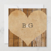 Parchment Heart Wood Country Hochzeit Einladung (Rückseite)