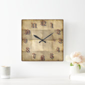 Parchment Paper Clock Quadratische Wanduhr (Zuhause)
