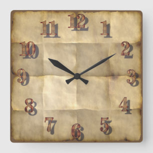 Parchment Paper Clock Quadratische Wanduhr
