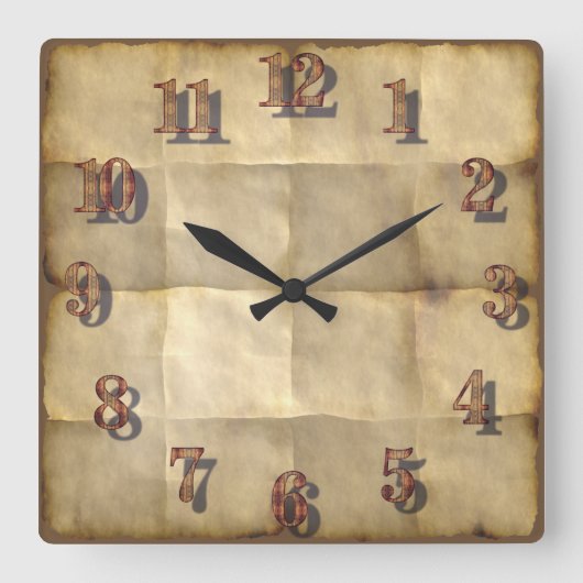 Parchment Paper Clock Quadratische Wanduhr (Vorderseite)